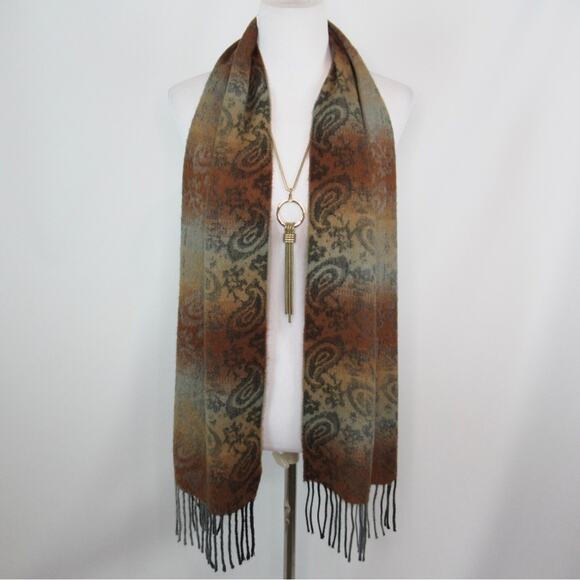 CEJON Ombre Paisley Woven Scarf Fringe Trim One Size - Picture 9 of 9